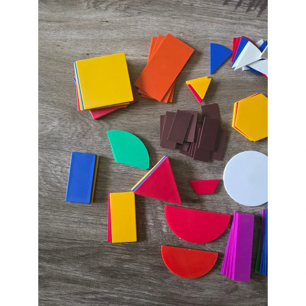 150+ Plastic Geometric Flat Block Lot Colorful Shapes Blocks Manipulatives